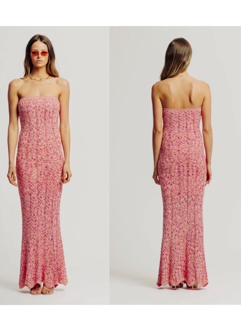 Torn by Ronny Kobo Tasha Crochet Tube Dress - Pink, Small, New with Tags med